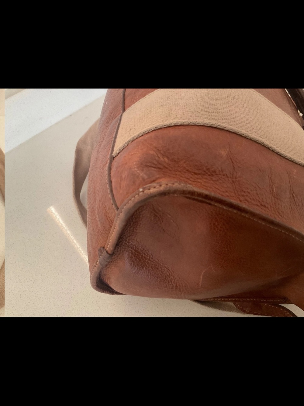 Mulberry Brown Leather and Beige Canvas Satchel - Picture 7 of 16